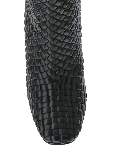 Bottega Veneta Dark Brown Leather Atomic Ankle Boots In Black