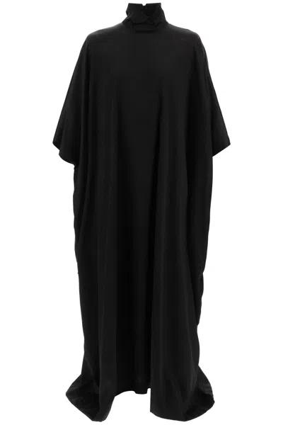 Shop Balenciaga Satin Cape Dress In Black