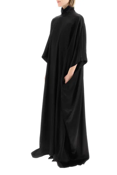 Shop Balenciaga Satin Cape Dress In Black
