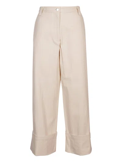 Shop Moncler 1952 Wide Leg Trousers In White