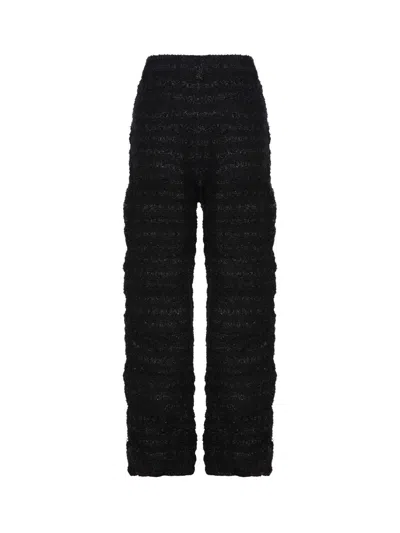 Shop Balenciaga Tweed Metallic Thread Trousers In Black