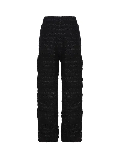 Balenciaga Metallic Tweed Baggy Wide-leg Pants In Black