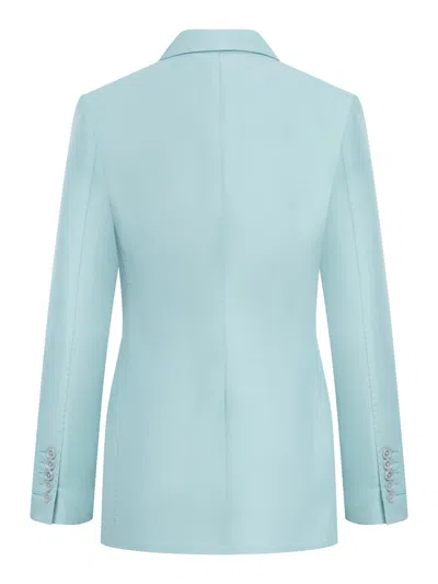 Shop Tom Ford Compact Hopsack Wool Blend Double Breasted Jacket In Light Turquoise