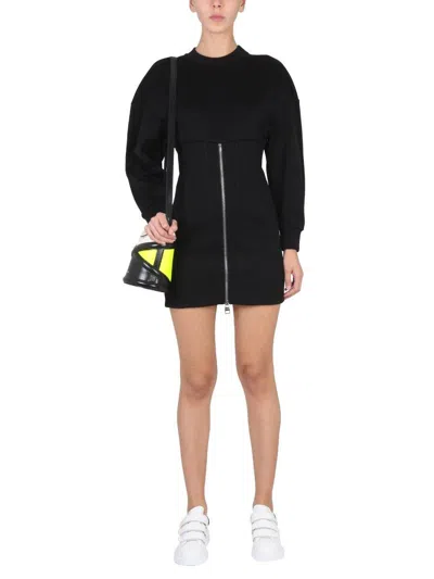 Shop Alexander Mcqueen Zipped Long Sleeved Dress In Black