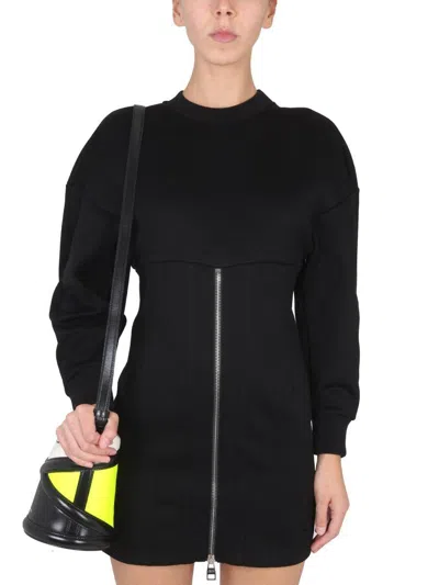 Shop Alexander Mcqueen Zipped Long Sleeved Dress In Black