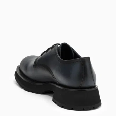 Shop Alexander Mcqueen Smooth Anthracite Grey Leather Lace-ups