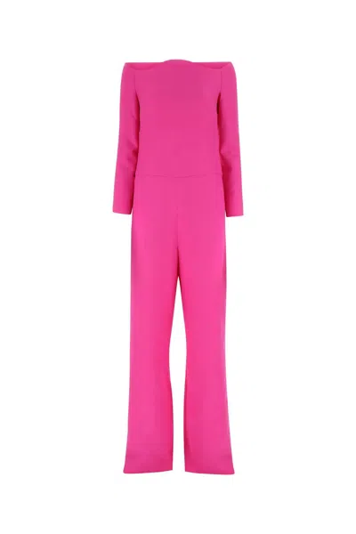 Shop Valentino Pink Pp Wool Blend Jumpsuit In Fuchsia