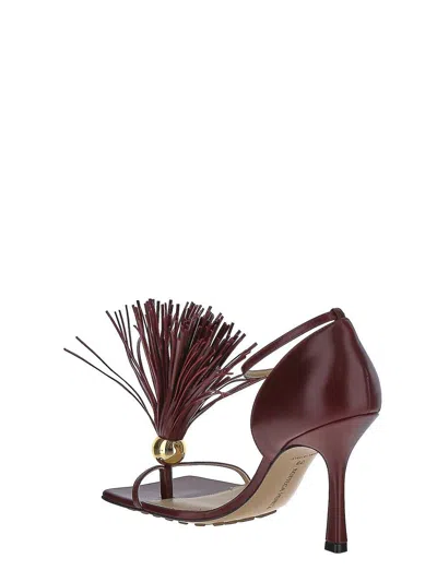 Bottega Veneta Maroon Leather Stretch Strap Heels In Red
