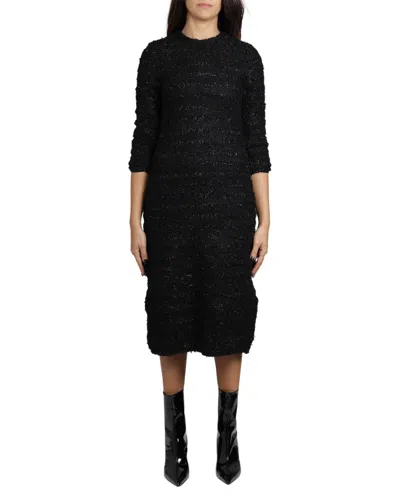Shop Balenciaga Crewneck Tweed Dress In Black