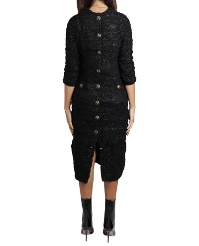 Shop Balenciaga Crewneck Tweed Dress In Black