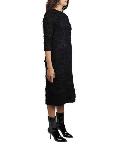 Shop Balenciaga Crewneck Tweed Dress In Black