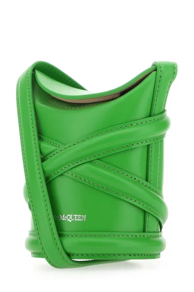Alexander Mcqueen The Curve Embossed Cylindrical Shoulder Bag In Green