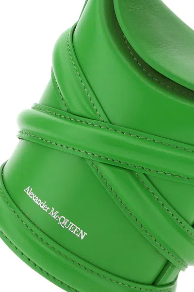 Alexander Mcqueen The Curve Embossed Cylindrical Shoulder Bag In Green