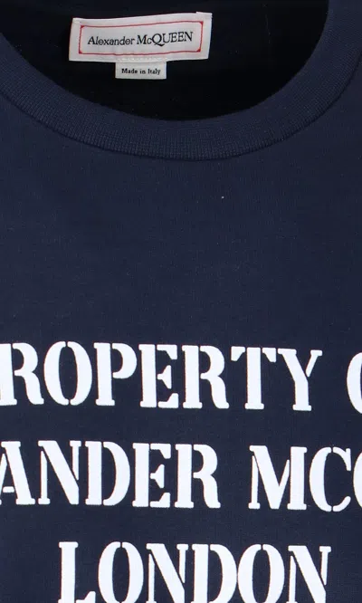 Shop Alexander Mcqueen Printed Crewneck Sweatshirt In Blue
