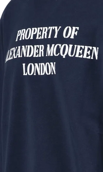 Shop Alexander Mcqueen Printed Crewneck Sweatshirt In Blue