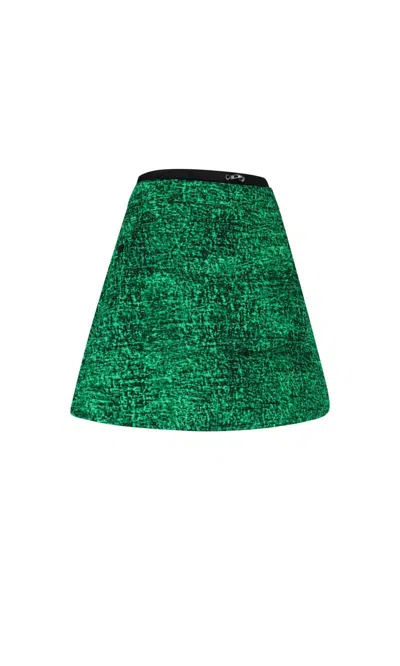 Shop Moncler X J.w. Anderson Mini Printed Skirt In Green