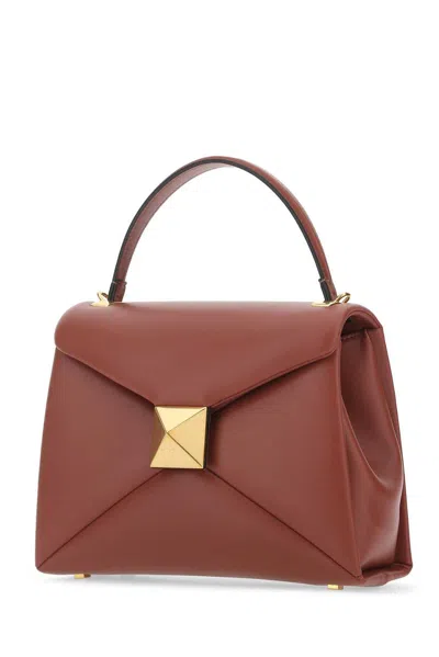 Shop Valentino Garavani One Stud Small Tote Bag In Leather Brown