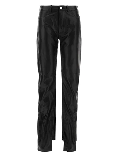 Shop Attico Black Leather Pants