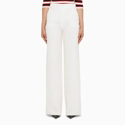 Shop Valentino Ivory Silk Palazzo Trousers In White