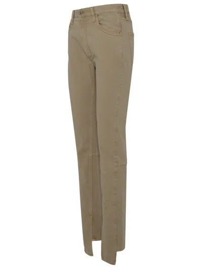 Shop Attico Logo Embroidered Skinny Fit Jeans In Beige