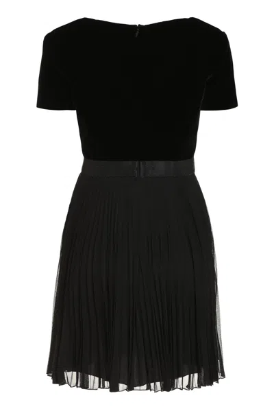 Shop Gucci V-neck Pleated Mini Dress In Black