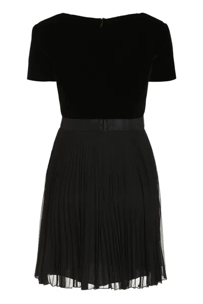 Gucci Logo Pleated Minidress In Black