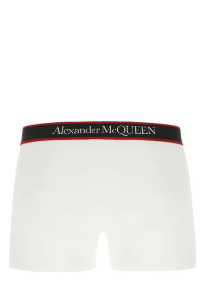 Shop Alexander Mcqueen Logo-waist Stretch Boxer Shorts In White