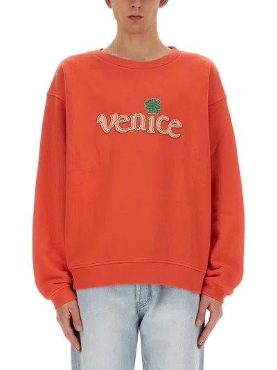 Shop Erl Venice Logo Ribbed Sweatshirt