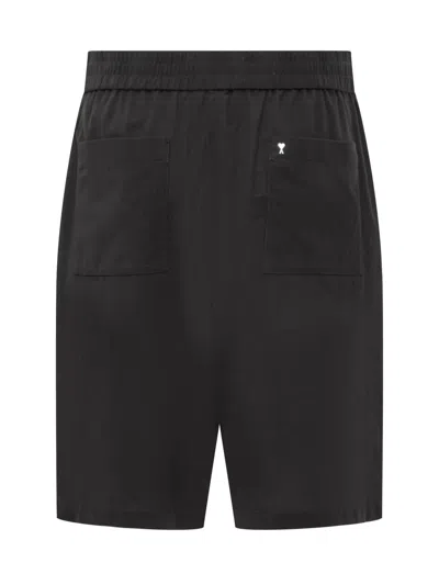 Shop Ami Alexandre Mattiussi Cotton Bermuda Shorts With Logo In Black