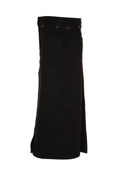 Shop Courrèges Long Buttoned Skirt In Black