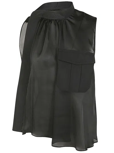 Shop Sacai Fabric Con Sleeveless Shirt In Black
