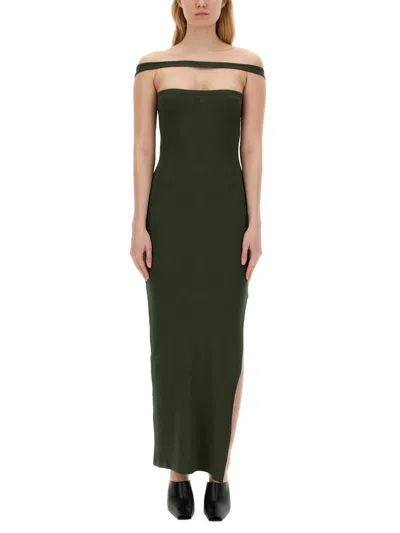 Shop Courrèges Long Dress In Camouflage Green