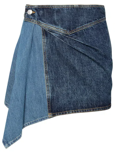Shop Isabel Marant Junie Blue Cotton Miniskirt