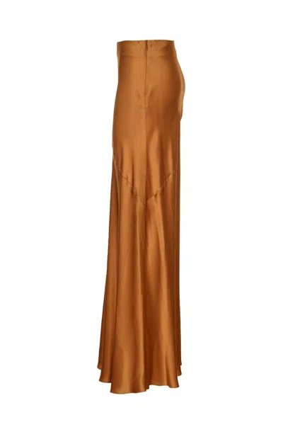 Shop Alberta Ferretti Flared Midi Skirt In Brown