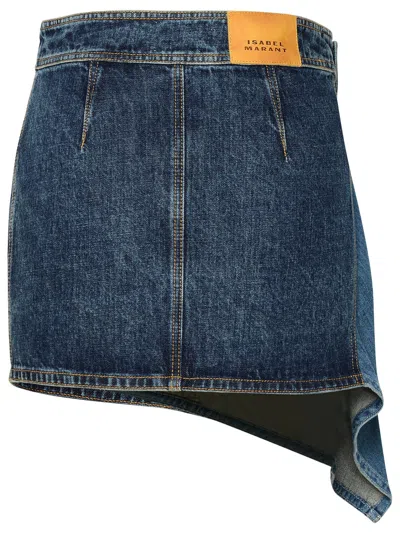 Shop Isabel Marant Junie Blue Cotton Miniskirt