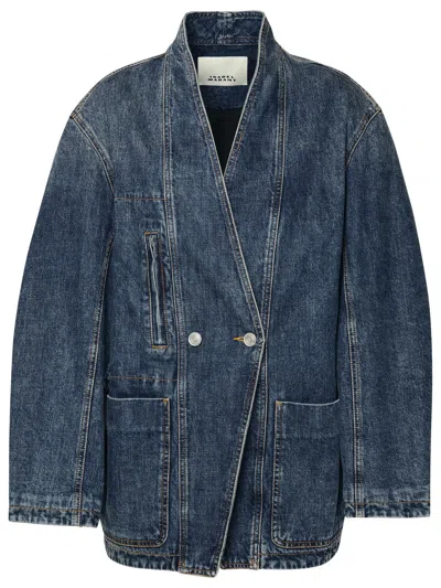 Shop Isabel Marant Ikena Blue Cotton Jacket