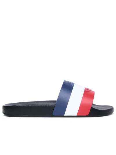 Shop Moncler Basile Black Rubber Slippers In Nero