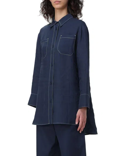 Shop 's Max Mara Buttoned Long-sleeved Top In Blu