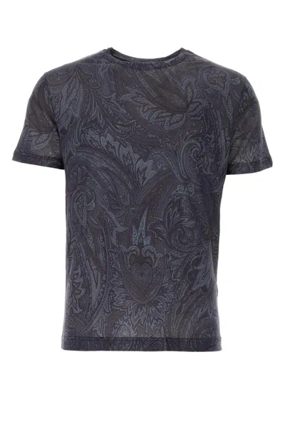 Shop Etro Paisley-printed Crewneck T-shirt In Stampa F.do Blu