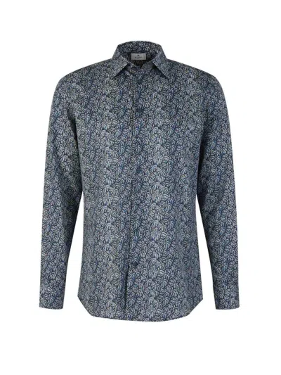 Shop Etro Allover Printed Long-sleeved Shirt In Stampa F.do Azzurro