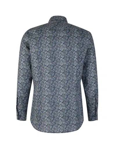 Shop Etro Allover Printed Long-sleeved Shirt In Stampa F.do Azzurro