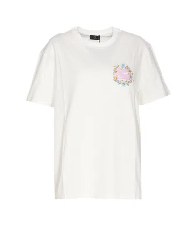 Shop Etro Embroidered T-shirt In Bianco