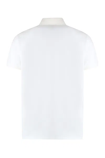 Shop Etro Short Sleeve Cotton Polo Shirt In Bianco Ottico