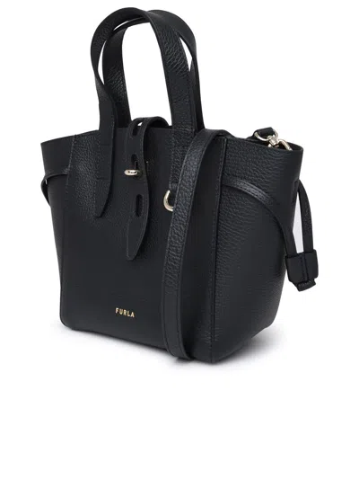 Shop Furla Black Leather Net Mini Tote Bag In Nero