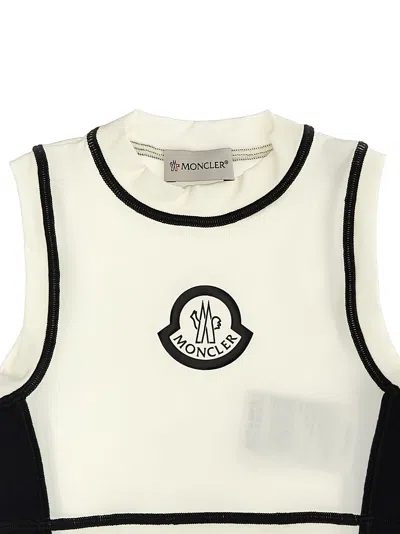 Shop Moncler Logo Print Bikini Set In White/black
