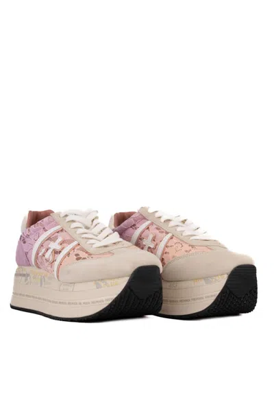 Shop Premiata Beth 6713 Sneakers In Rosa/bianco