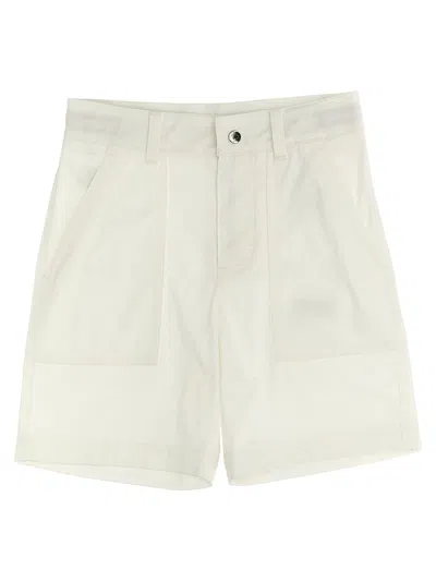 Shop Moncler Logo Patch Shorts In White