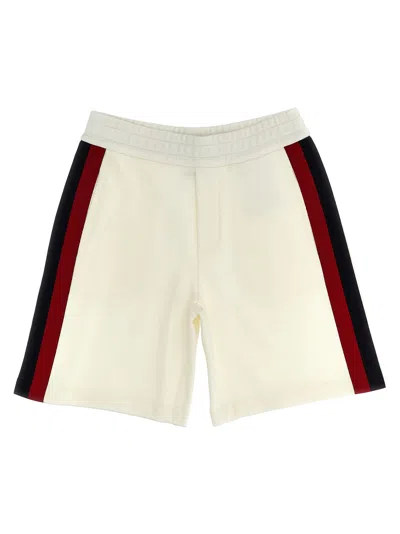 Shop Moncler Grosgrain Band Bermuda Shorts In White
