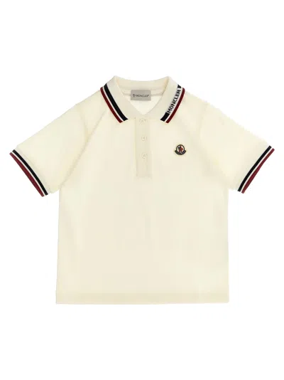 Shop Moncler Logo Patch Polo Shirt In White