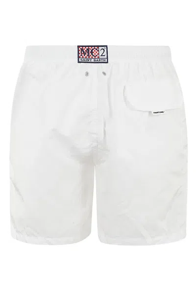 Shop Mc2 Saint Barth Ultralight Swim Short Pantone In White
